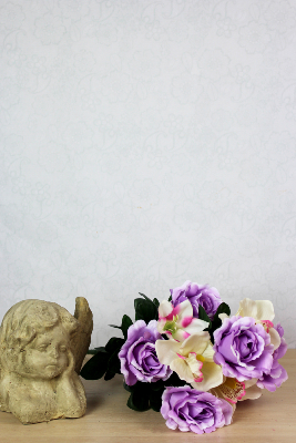 Fleurs artificielles pour cimetière - Bouquet de roses, d'orchidées et de lys