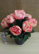Fleurs artificielles pour cimetière - Pot coupe de pivoines