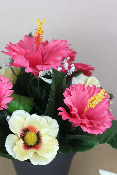 Fleurs artificielles pour cimetière - Coupe Hibiscus, anémones, gypsophile