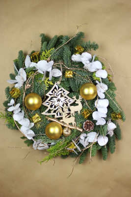 NOËL - Couronne de Noël dorée