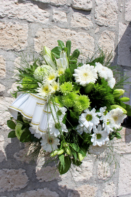 ARIELLE - Bouquet Deuil Blanc et Vert