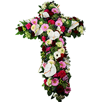 VALIA - Croix de fleurs blanches et roses