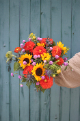 CALVI - Bouquet de dahlias et tournesols