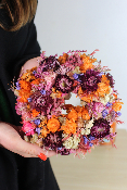 APOLLINE - Petite couronne de fleurs séchées colorée