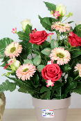 Fleurs artificielles pour cimetière - Coupe de roses et gerberas
